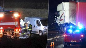 U Kolína se srazil osobák s nákladním vozem. Řidič automobilu zemřel.