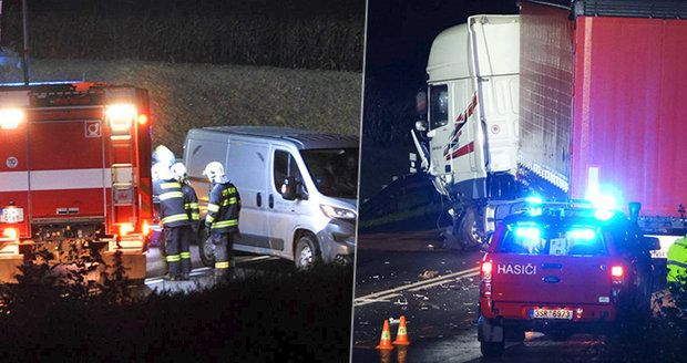 U Kolína se srazil náklaďák s automobilem: Bouračka skončila smrtí