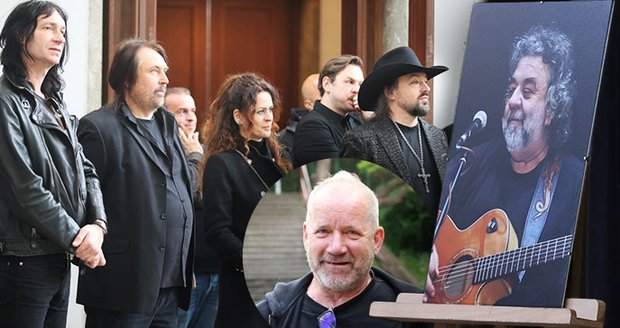 Lucie a David Koller na pohřbu Oskara Petra