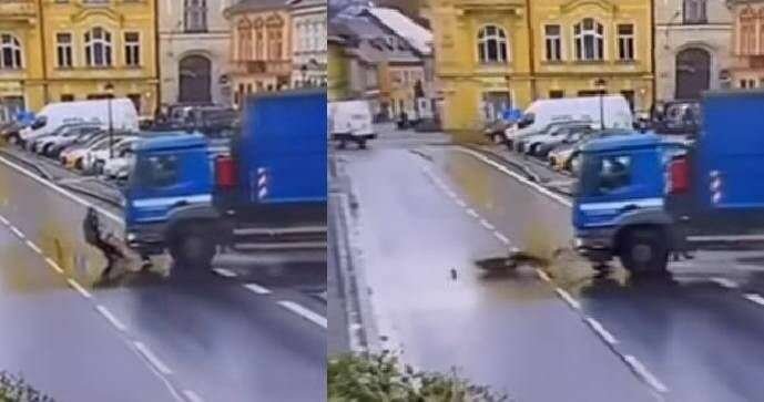 V centru Šluknova srazil náklaďák koloběžkáře.