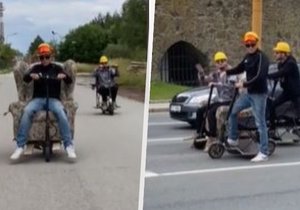 Mladíci v Jihlavě hazardovali na silnicích s bizarními vozítky.