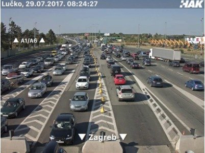 Zdržení čekalo na řidiče v Chorvatsku na dálnici A1 u mýtnice Lučko, ve směru na Záhřeb