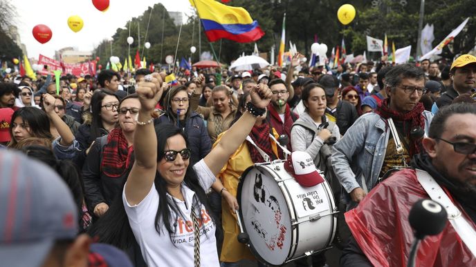 Protesty v kolumbijské Bogotě