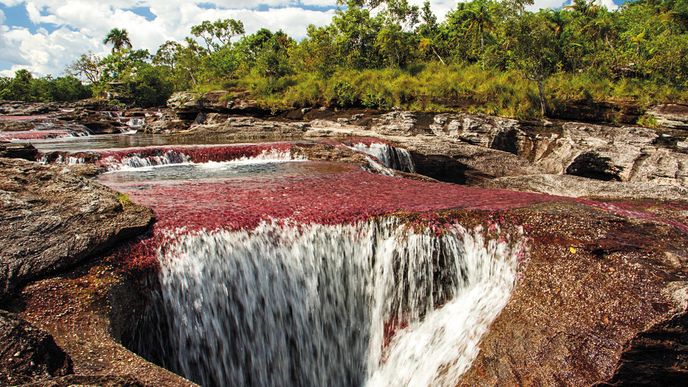 Říčka Cano Cristales kromě barevné řasy vyniká i zajímavými geologickými útvary. Charakteristické jsou tzv. obří kotle vyhloubené do kamenitého dna řeky.