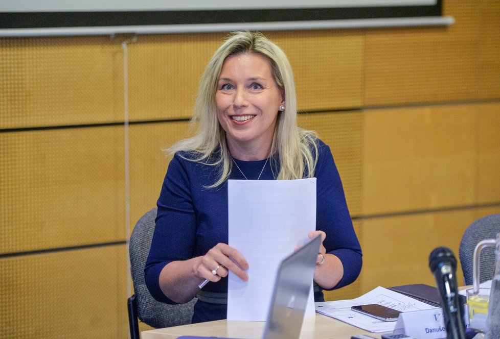 Předsedkyně Danuše Nerudová na jednání Komise pro spravedlivé důchody. (10. 1. 2020)