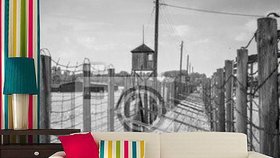 Polská firma nabízí jako dekoraci tapetu se snímkem z koncentračního táboru.