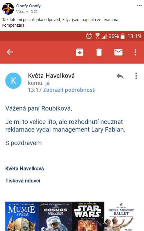 Reakce fanoušků, kteří se zpackaného koncertu účastnili.