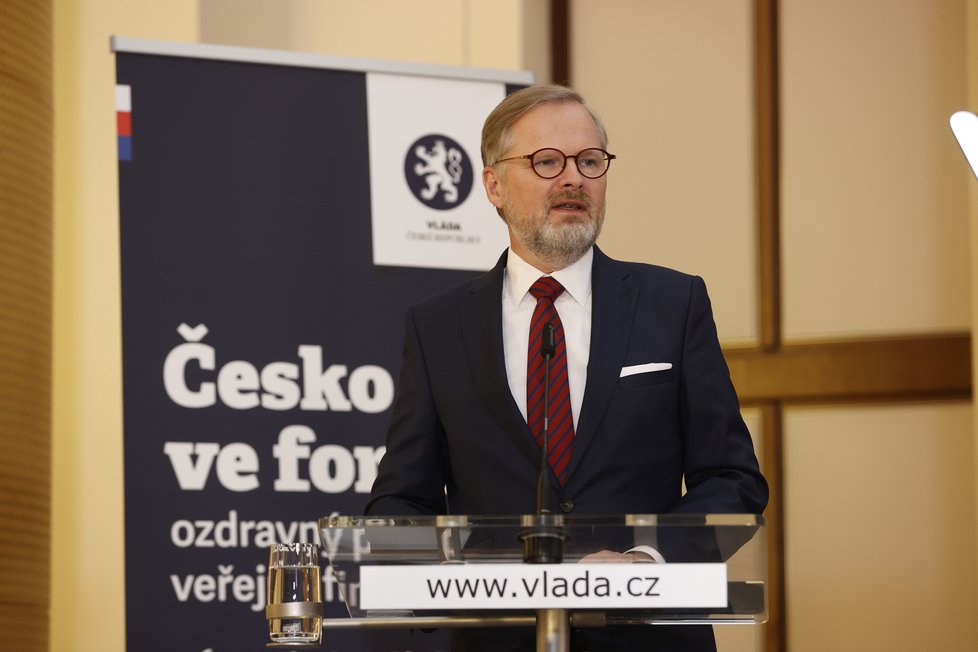 Tisková konference ke konsolidačnímu balíčku: Premiér Petr Fiala (11. 5. 2023)