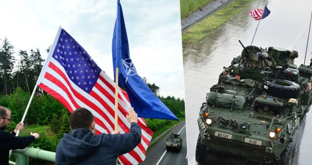 Konvoj dorazil do Prahy: Americké vojáky přivítal ministr obrany, americký velvyslanec i lidé s vlajkami