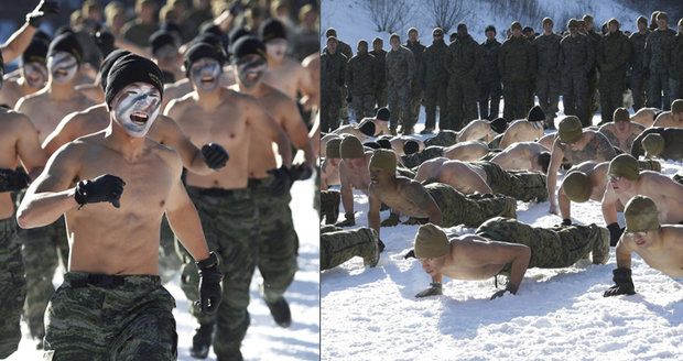 Svalnatá těla a drsné mrazy: Polonazí vojáci se v -28 °C připravují na útok KLDR