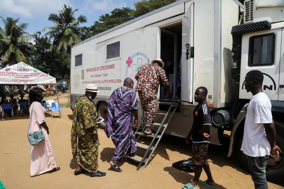 Mobilní vakcinační centrum v Pobřeží slonoviny