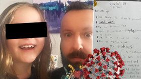 Australana Grega Hughese (32) trochu vyděsilo, když v pokoji své osmileté dcery Olivie našel dlouhý seznam toho, jak přečkat karanténu vyhlášenou kvůli koronavirové epidemii.