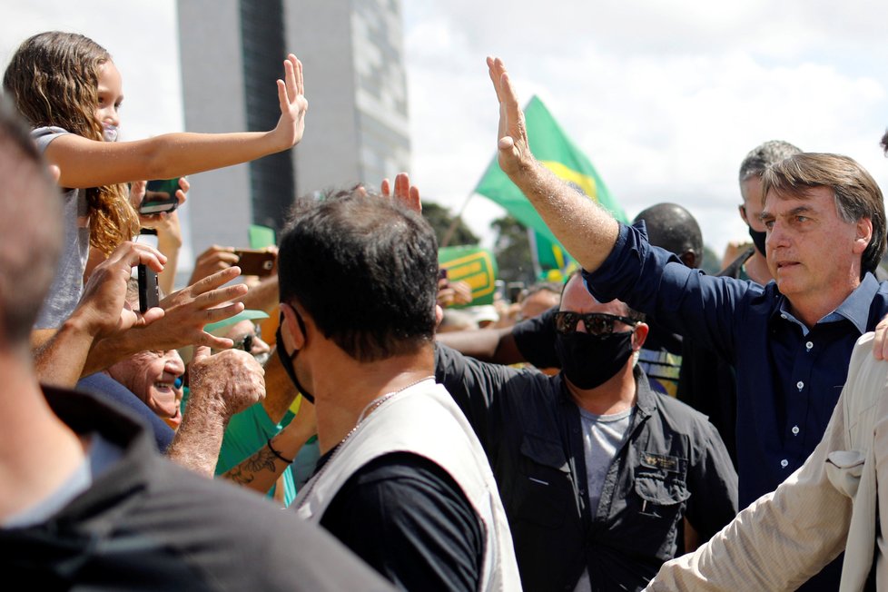 Brazilský prezident Jair Bolsonaro v době koronaviru, (26.05.2020).