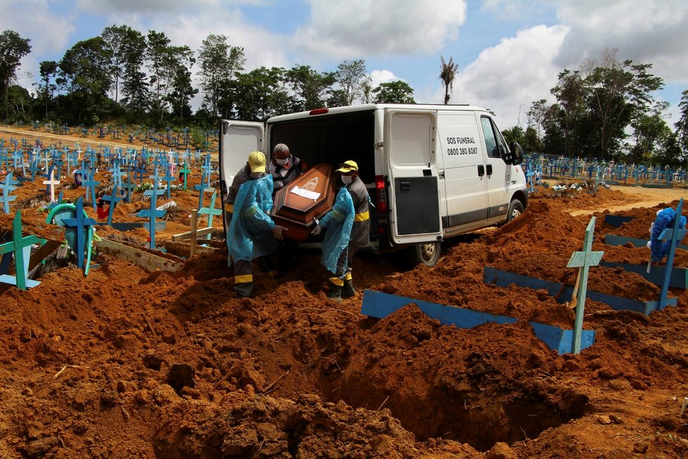 Pohřbívání obětí koronaviru v Latinské Americe (Brazílie)