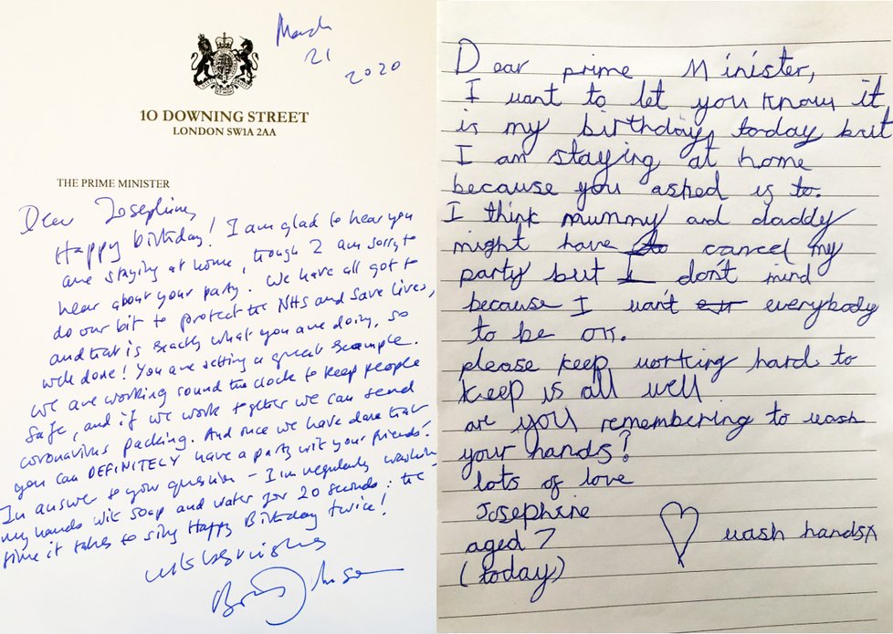 Dopis sedmileté dívky dojal britského premiéra.