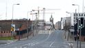 Koronavirus v Británii,vylidněné ulice  v Belfastu