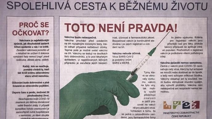 Kritizovaný inzerát ministerstva zdravotnictví na očkování proti covid-19.