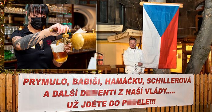 Rebelující restaurace proti vládnímu nařízení v Teplicích. Otevřená tam po 20:00 zůstala cca dvacítka podniků (9.12.2020).