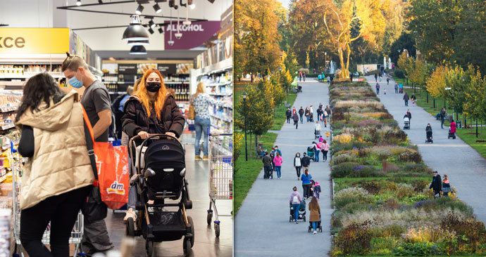 Koronavirus v ČR změnil i chování Čechů: Do obchodu méně často a na větší nákupy, častěji do přírody či parků.