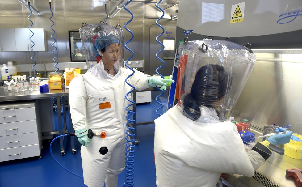 Viroložky v laboratoři v čínském Wu-chanu (23.5.2020)