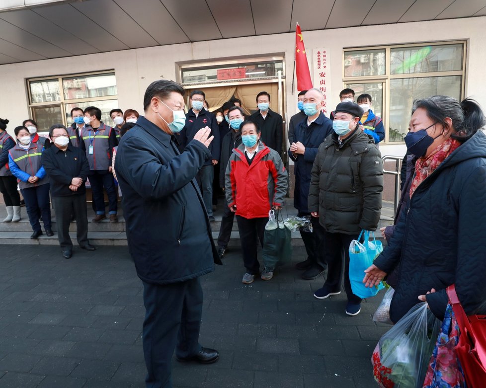 Prezident Si Ťin-pching v Pekingu (10. 2. 2020)