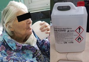 Důchodkyně se bála koronaviru: Vypila dezinfekci Anti-Covid. 