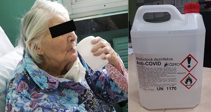 Důchodkyně se bála koronaviru: Vypila dezinfekci Anti-Covid. 