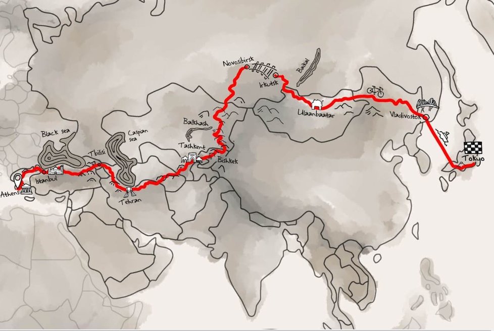 Na kole z Athén do Tokia: Neuvěřitelný cyklovýlet dvěma nadšencům překazil koronavirus