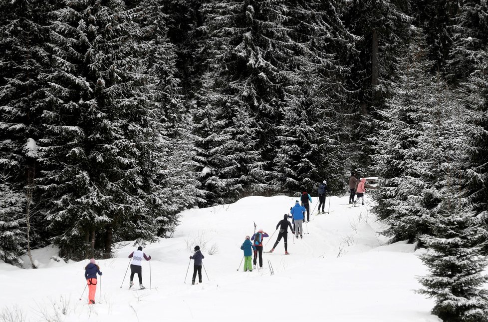 Nával turistů na Modravě.