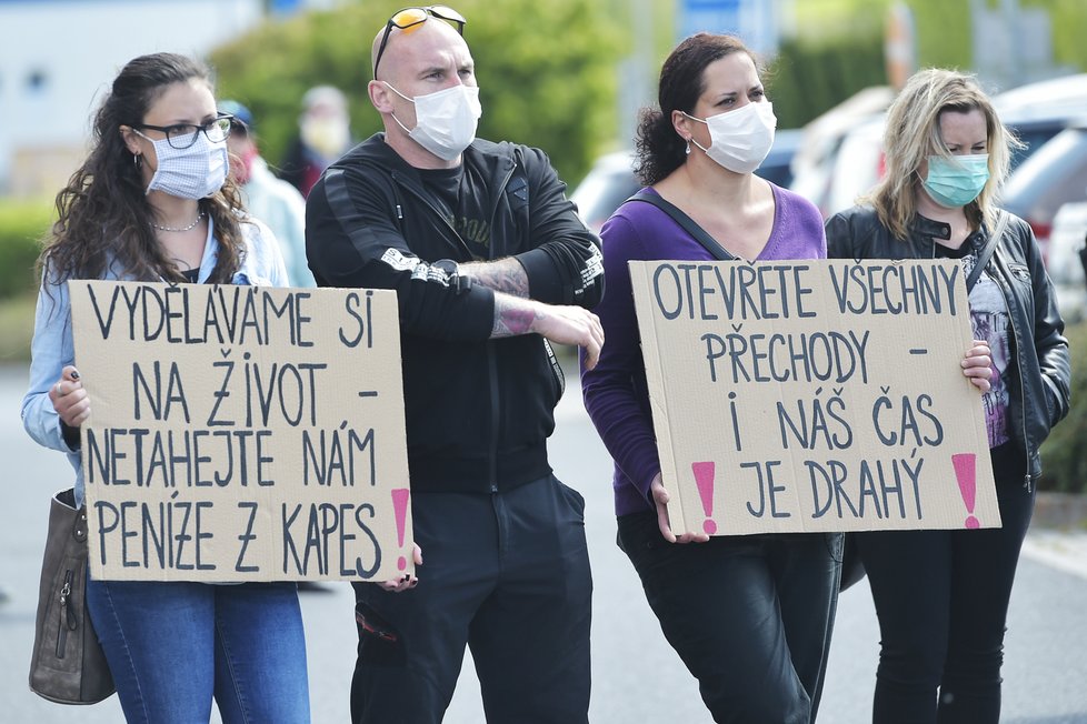 Protesty pendlerů na hranicích s Německem (1.5.2020)