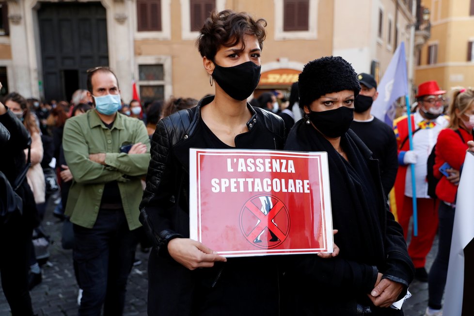 Koronavirus v Itálii: Umělci protestovali proti opatřením.