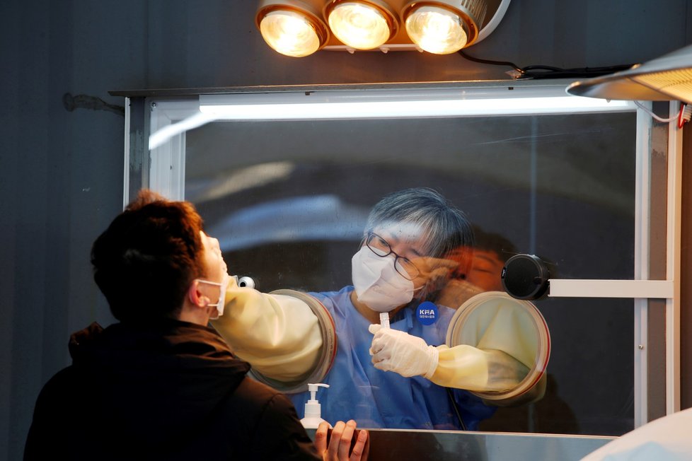 Testování na koronavirus v Jižní Koreji.