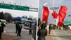 Kamioňáci už týden blokují hranice s USA. Kanadská policie se je snaží dostat pryč, zásah posvětil soud