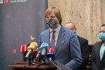 Ministr zdravotnictví Adam Vojtěch (za ANO) na tiskové konferenci k vývoji epidemie (11. 6. 2020)