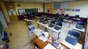 Prázdné třídy v německých školách po dočasném zrušení výuky