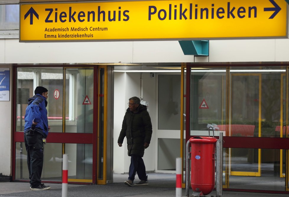 Amsterdamská nemocnice. V Nizozemí byl potvrzen další případ koronaviru (29.2.2020)