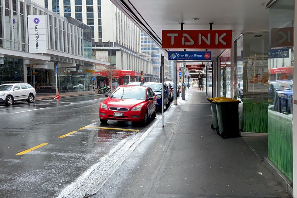 Prázdné ulice na Novém Zélandu během uzávěry.