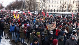 Protest proti vládním opatřením ve Vídni