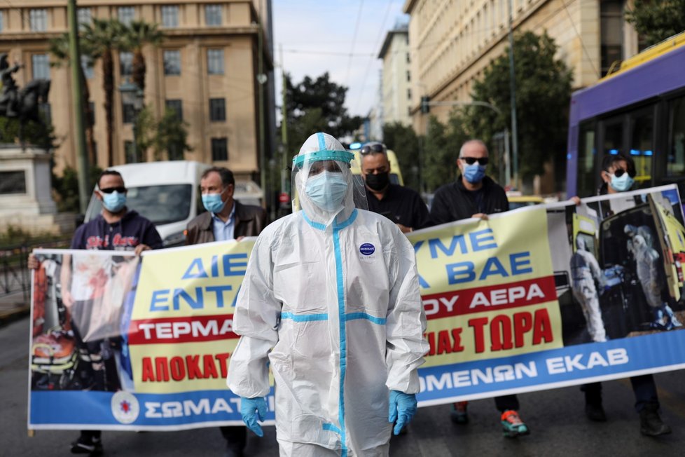 Demonstrace zdravotníků v Řecku