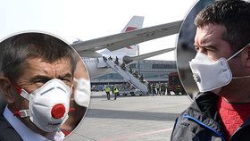 Do Prahy dorazilo letadlo s 1,1 miliony respirátorů z Čína. Na vše dohlíželi premiér Andrej Babiš (ANO) a ministr vnitra Jan Hamáček (ČSSD) (20.3.2020)