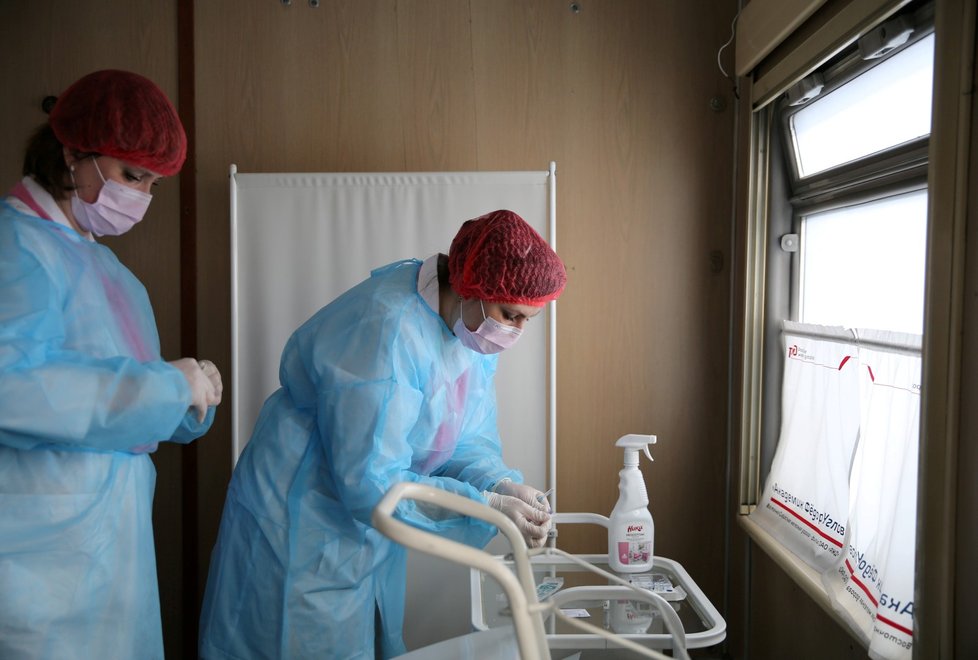 Vakcinační vlak v Rusku.