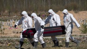 Pohřby obětí koronaviru v Rusku