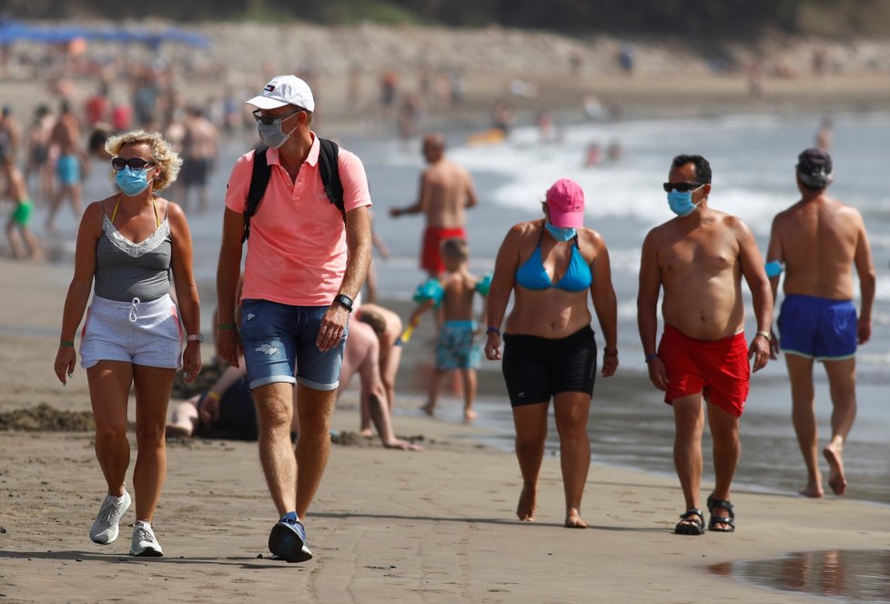 Pláže na Gran Canaria během pandemie koronaviru.