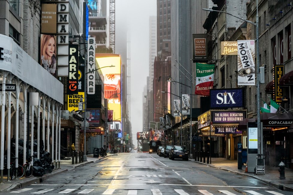 Prázdné ulice v New Yorku. (30.3.2020)
