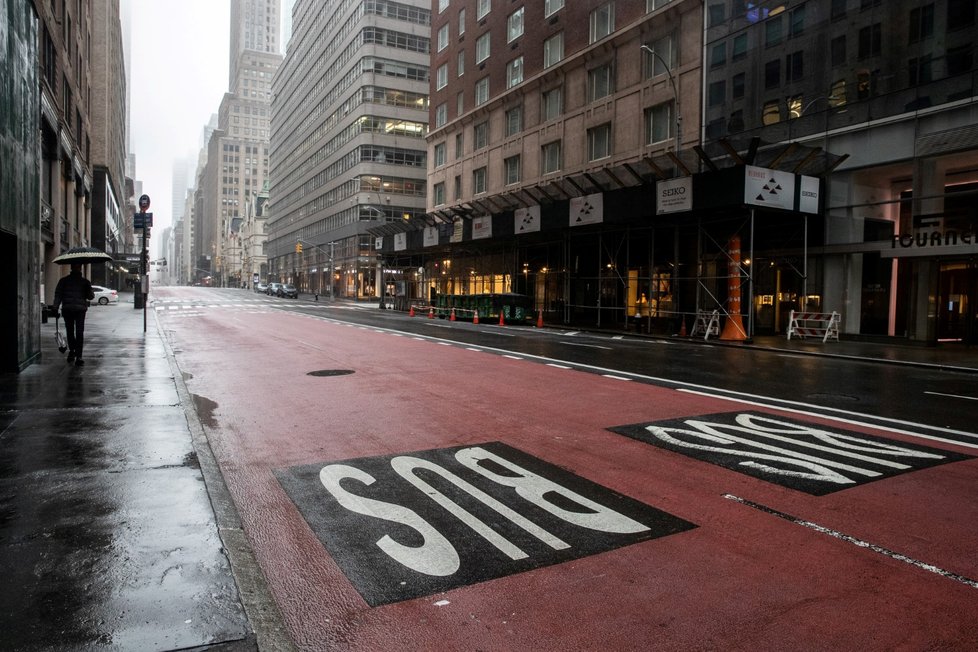 Prázdné ulice v New Yorku (30.3.2020)