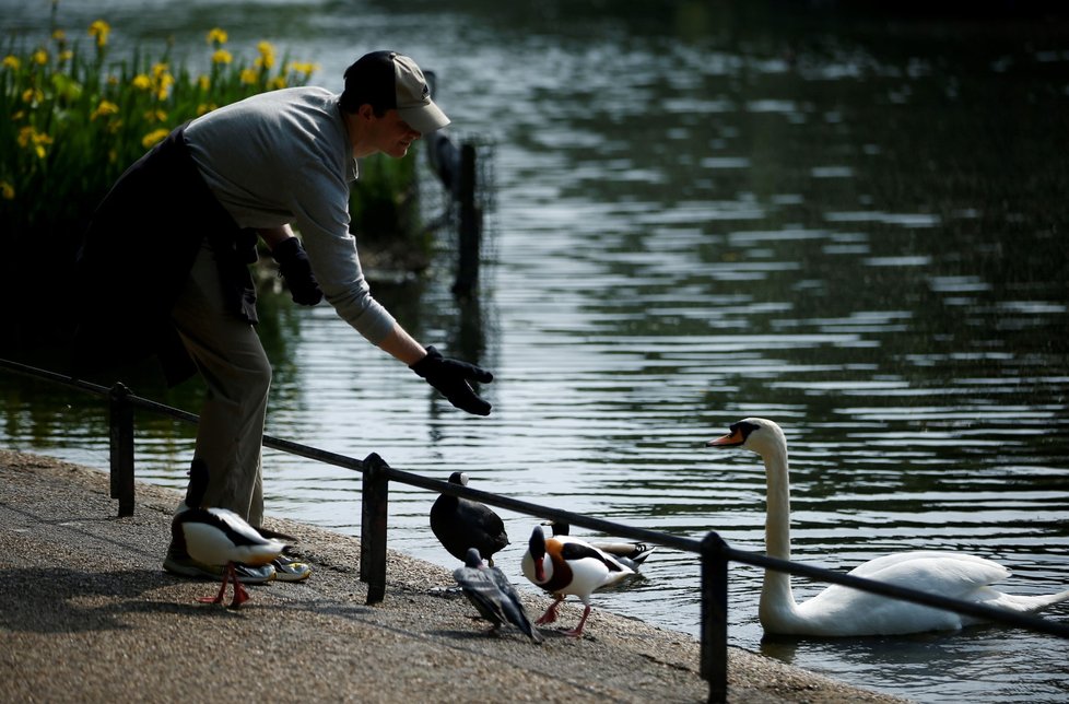 Britové využili hezkého počasí a vyrazili do parků. Dodržují ale bezpečné rozestupy.