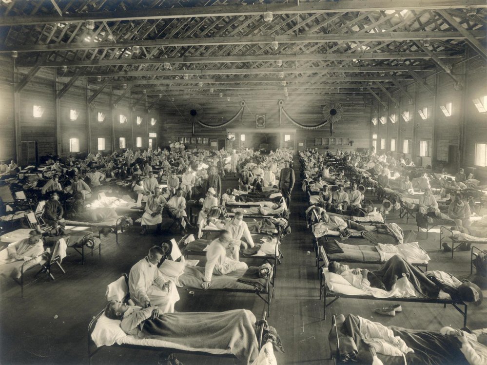 Nemocnice v Kansasu s pacienty, kteří onemocněli španělskou chřipkou