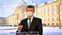 Premiér Andrej Babiš (ANO) vystoupil 27. ledna 2021 v Praze na tiskové konferenci po mimořádném jednání vlády.