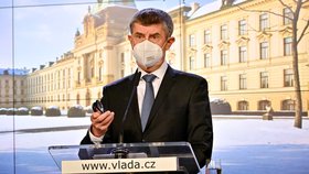 Premiér Andrej Babiš (ANO) vystoupil 27. ledna 2021 v Praze na tiskové konferenci po mimořádném jednání vlády.