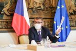 Jednání vlády o koronaviru: Premiér Andrej Babiš (9. 4. 2020)